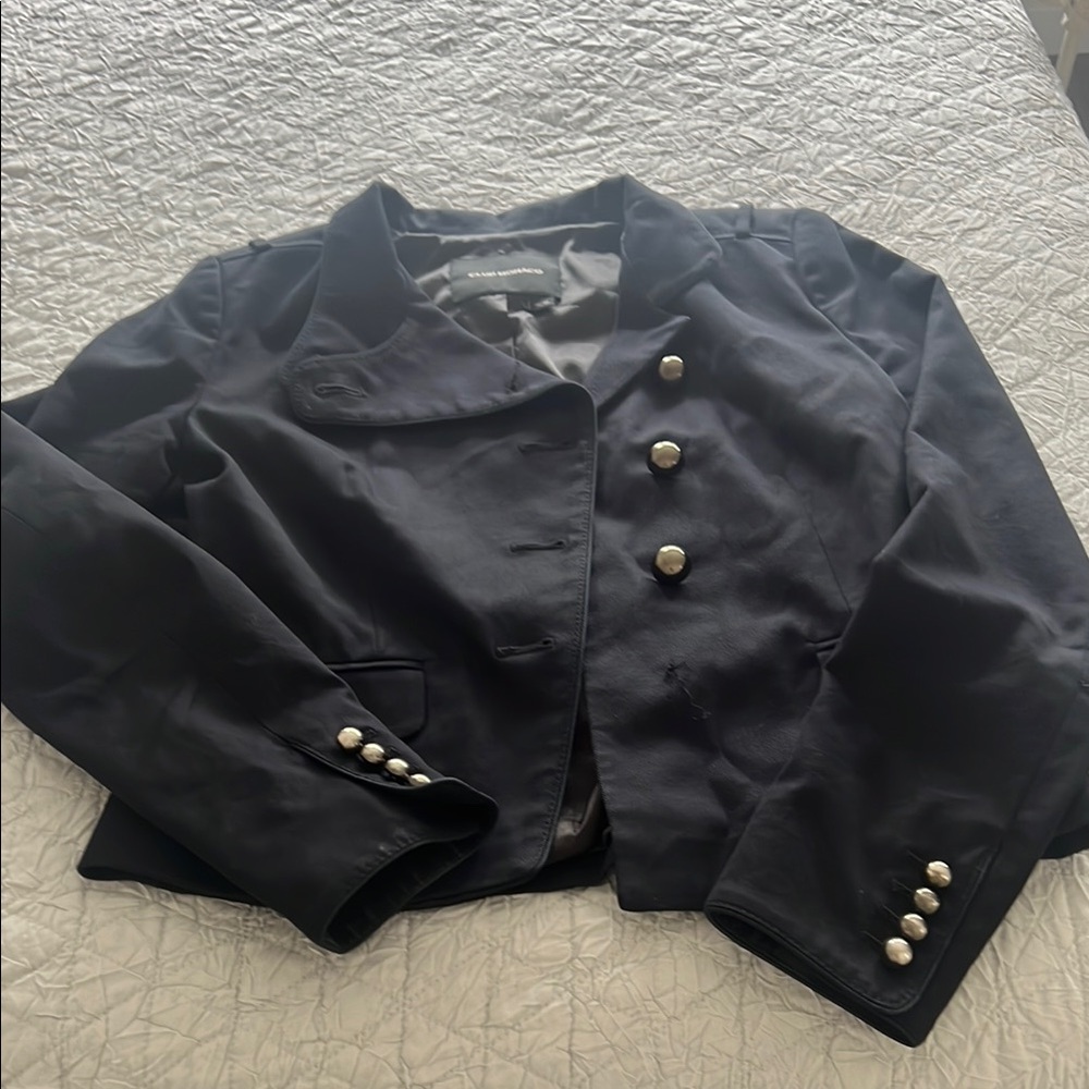 Club Monaco Black Tailored Military Blazer with Structured Silhouette